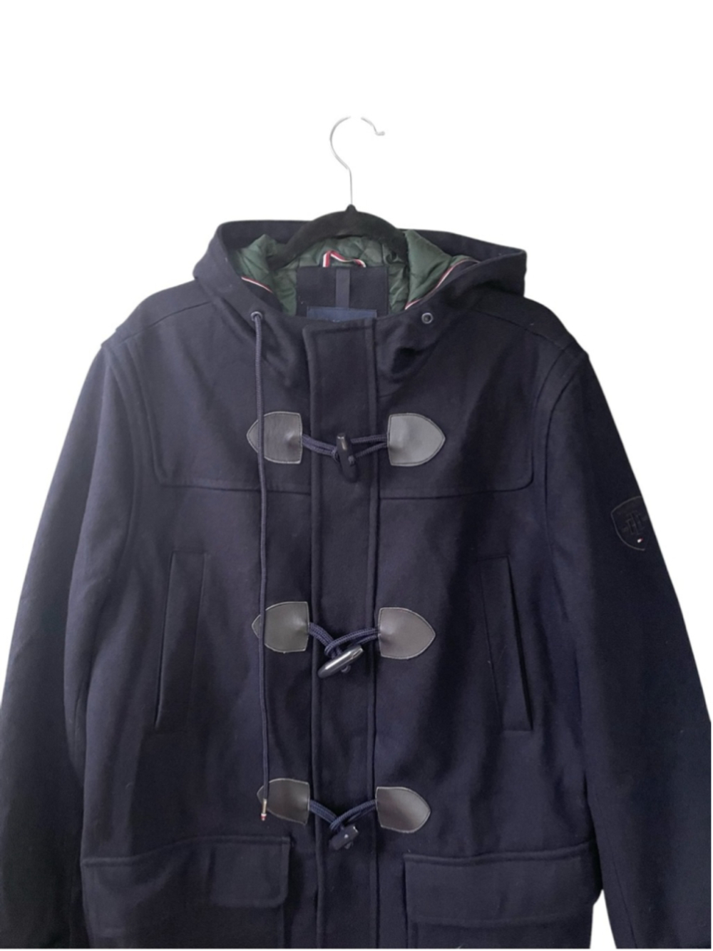 Tommy Hilfiger Men’s Wool Toggle Duffle Coat with Hood Navy Blue L - Picture 4 of 13